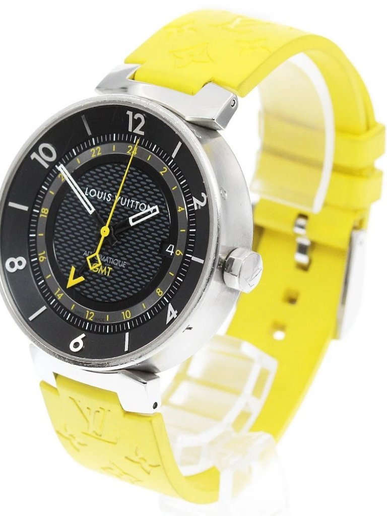 Louis Vuitton Tambour Moon Gmt Q8d30 Date Black Dial Automatic Mens956948